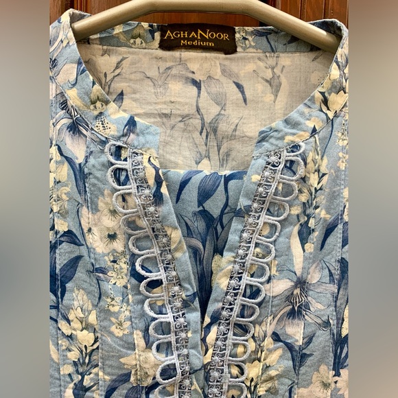 AGHA NOOR Floral Blue Dress - Picture 6 of 15